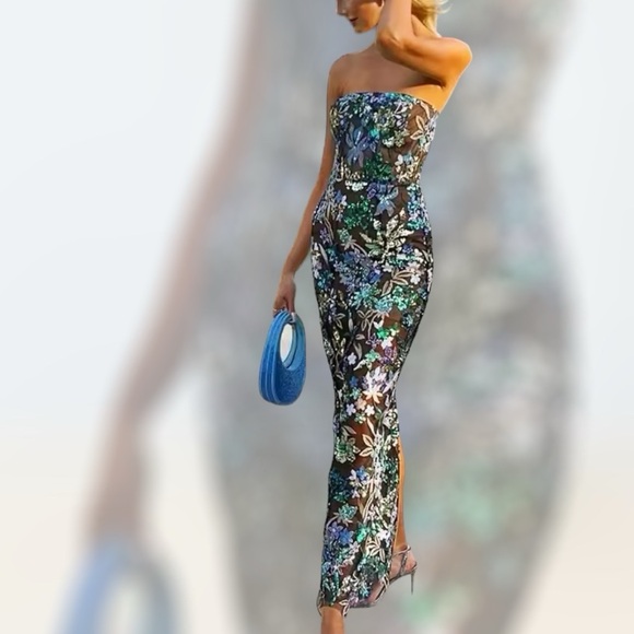 Capri Party Dress In Sea-foam Sparkle - Picture 2 of 5